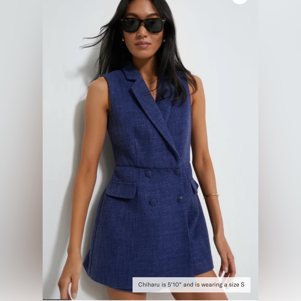 Pomander Place Navy Textured Romper